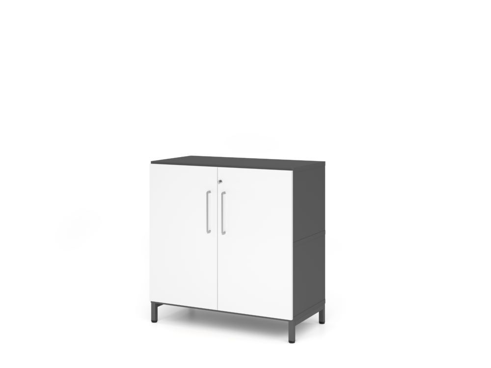 Produktbild Hammerbacher Regal mit Türen 2OH und Sockel graphit/weiß