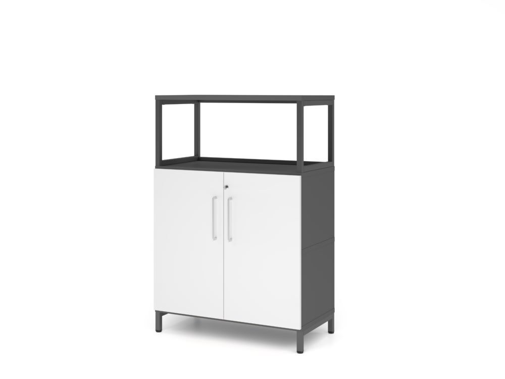 Produktbild Hammerbacher Regal Türen 3OH mit Sockel graphit/weiß