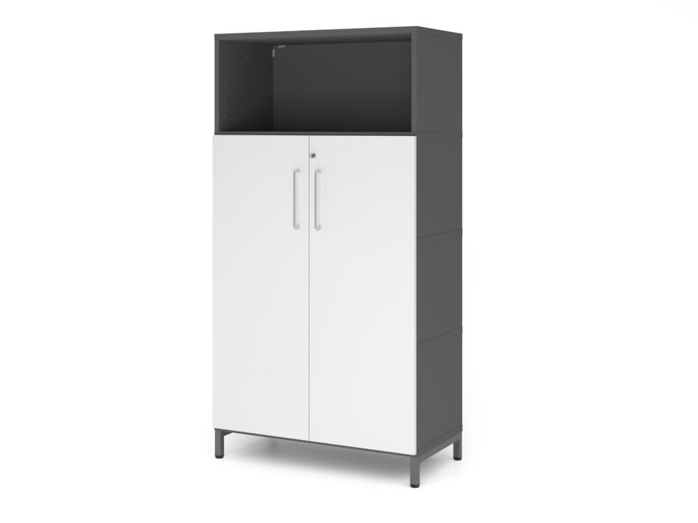 Produktbild Hammerbacher Regal Türen 4OH mit Sockel graphit/weiß