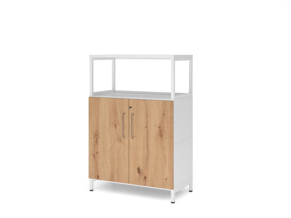 Produktbild Hammerbacher Regal Türen 3OH mt Sockel weiß/asteiche