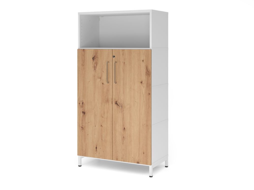 Produktbild Hammerbacher Regal Türen 4OH mit Sockel weiß/asteiche