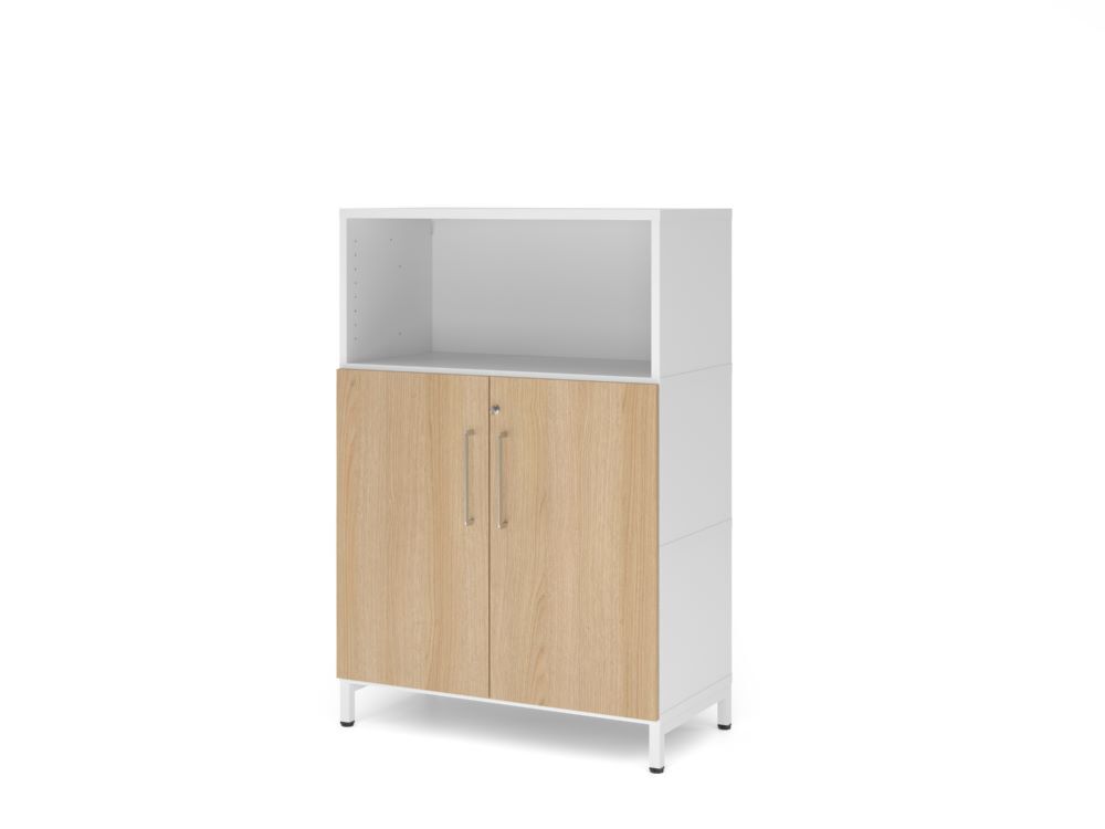 Produktbild Hammerbacher Regal Türen 3OH mit Sockel weiß/eiche