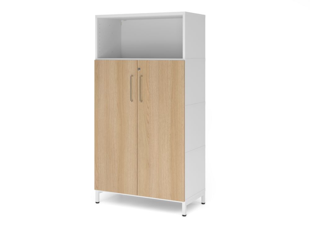 Produktbild Hammerbacher Regal Türen 4OH mit Sockel weiß/eiche