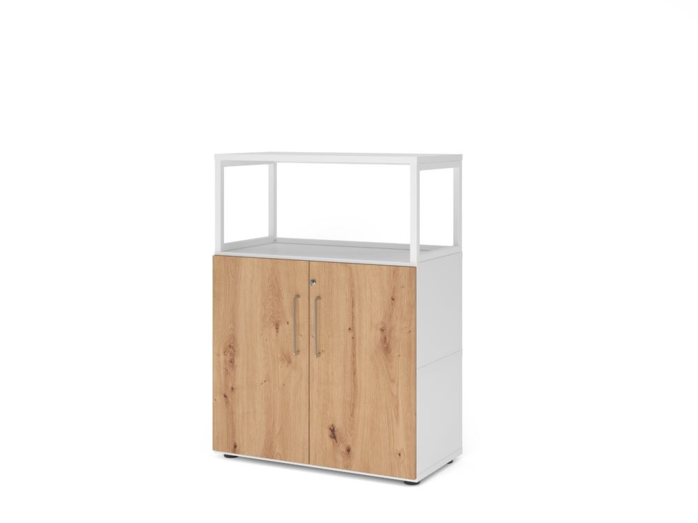 Produktbild Hammerbacher Regal mitTüren 3OH weiß/asteiche