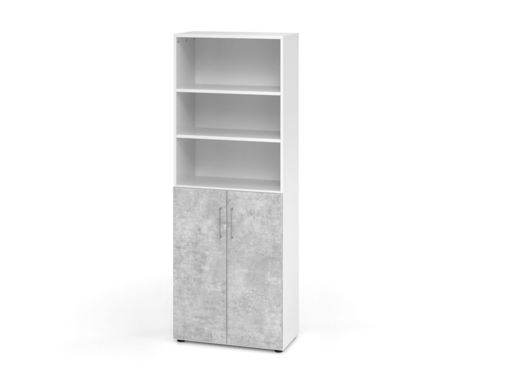 Hammerbacher Regal 6OH mit Drehtüren 3OH 968T3 Weiß Beton Produktbild Hammerbacher Regal 6OH mit Drehtüren 3OH 968T3 Weiß Beton
