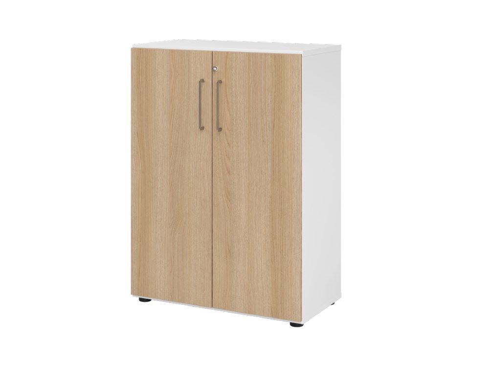 Hammerbacher Regal mit Türen 3OH 938T3 Weiß / Eiche B 80 x T 42 x H 110 cm Produktbild Hammerbacher Regal mit Türen 3OH 938T3 Weiß / Eiche B 80 x T 42 x H 110 cm