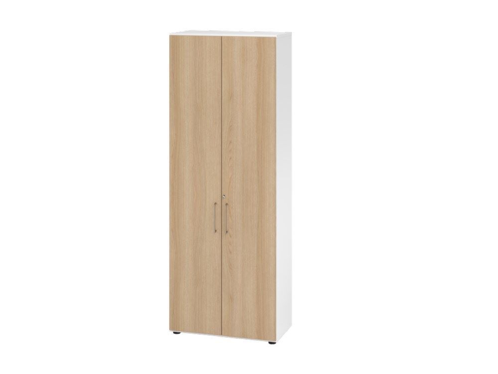 Hammerbacher Regal mit Türen 6OH 968T6 Weiß / Eiche B 80 x T 42 x H 215,4 cm Produktbild Hammerbacher Regal mit Türen 6OH 968T6 Weiß / Eiche B 80 x T 42 x H 215,4 cm