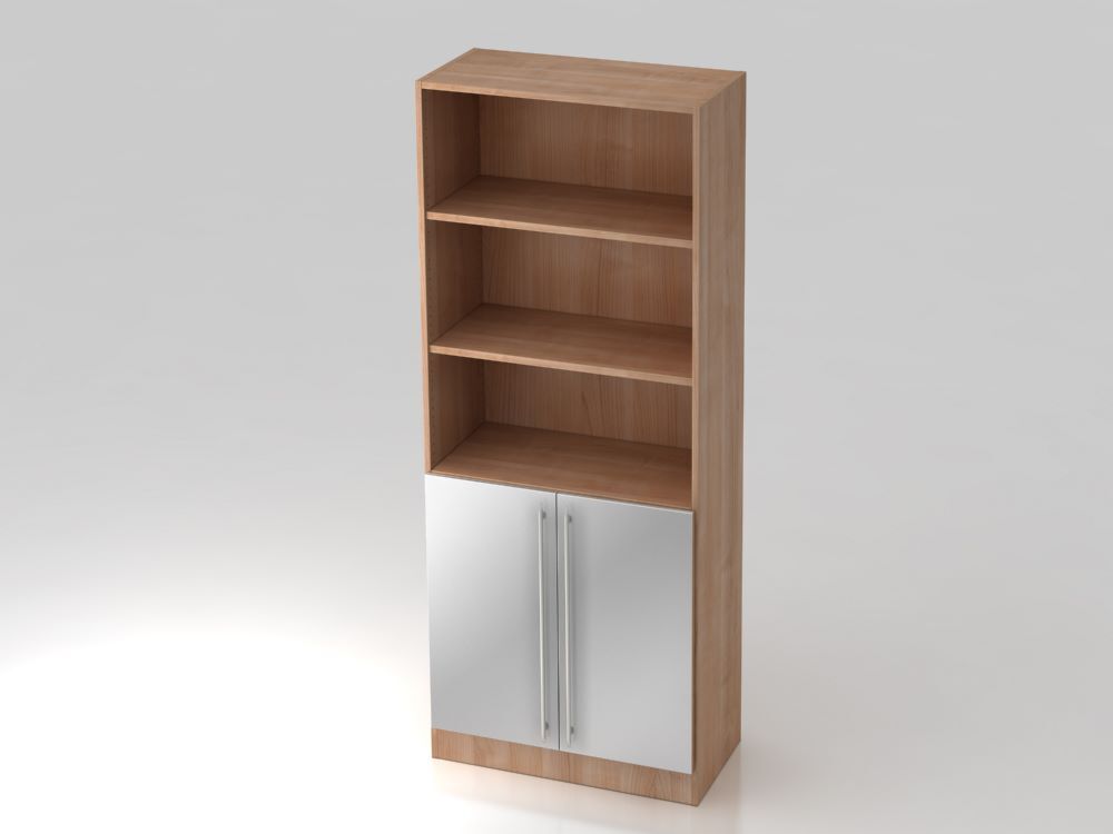 Hammerbacher Regal 5OH 80 x 200,4 cm Nussbaum mit 2 Türen in silber RE Produktbild Hammerbacher Regal 5OH 80 x 200,4 cm Nussbaum mit 2 Türen in silber RE