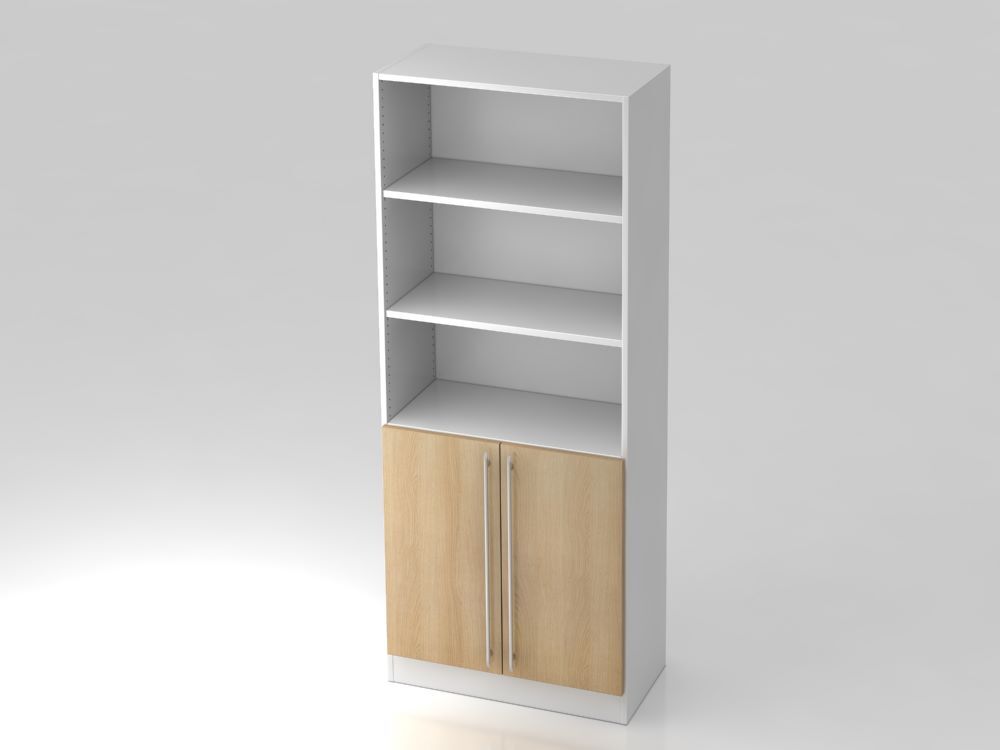 Hammerbacher Regal Weiß 80 x 200,4 cm 5OH 2 Türen Eiche RE Produktbild Hammerbacher Regal Weiß 80 x 200,4 cm 5OH 2 Türen Eiche RE