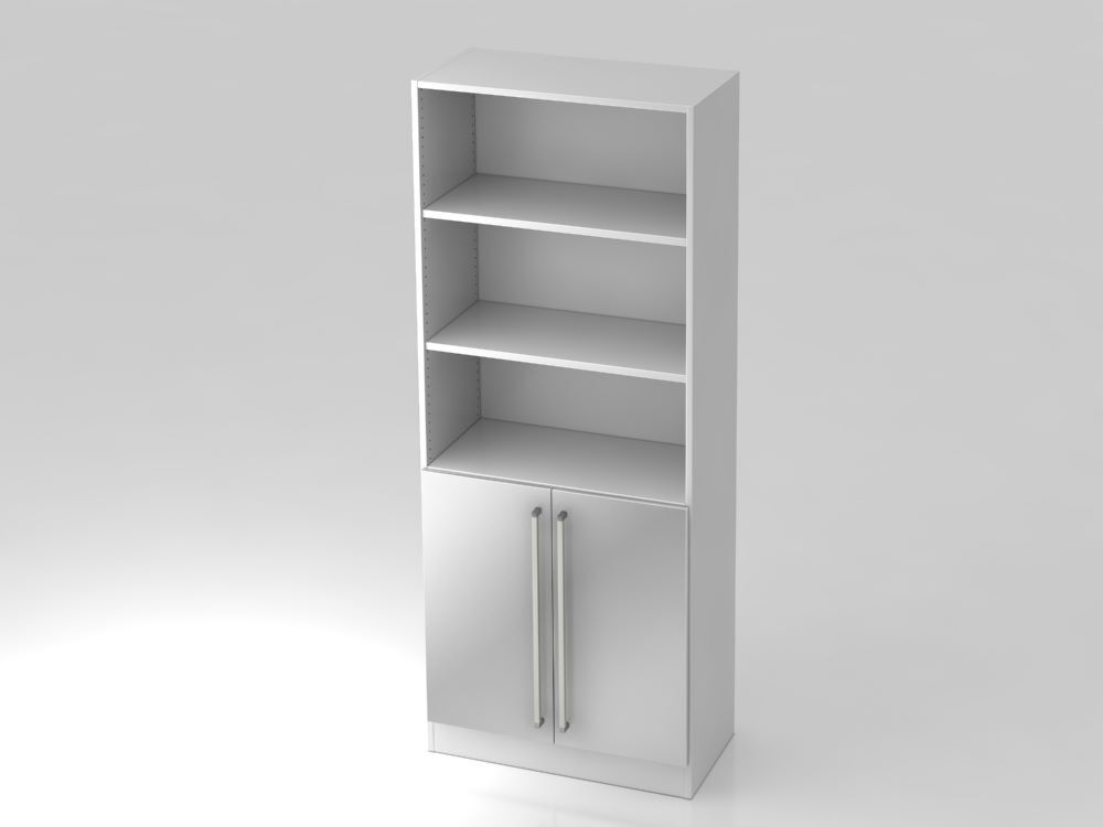 Hammerbacher Regal 5OH 80 x 42 x 200,4 cm 2 Türen in silber weiß CE Produktbild Hammerbacher Regal 5OH 80 x 42 x 200,4 cm 2 Türen in silber weiß CE