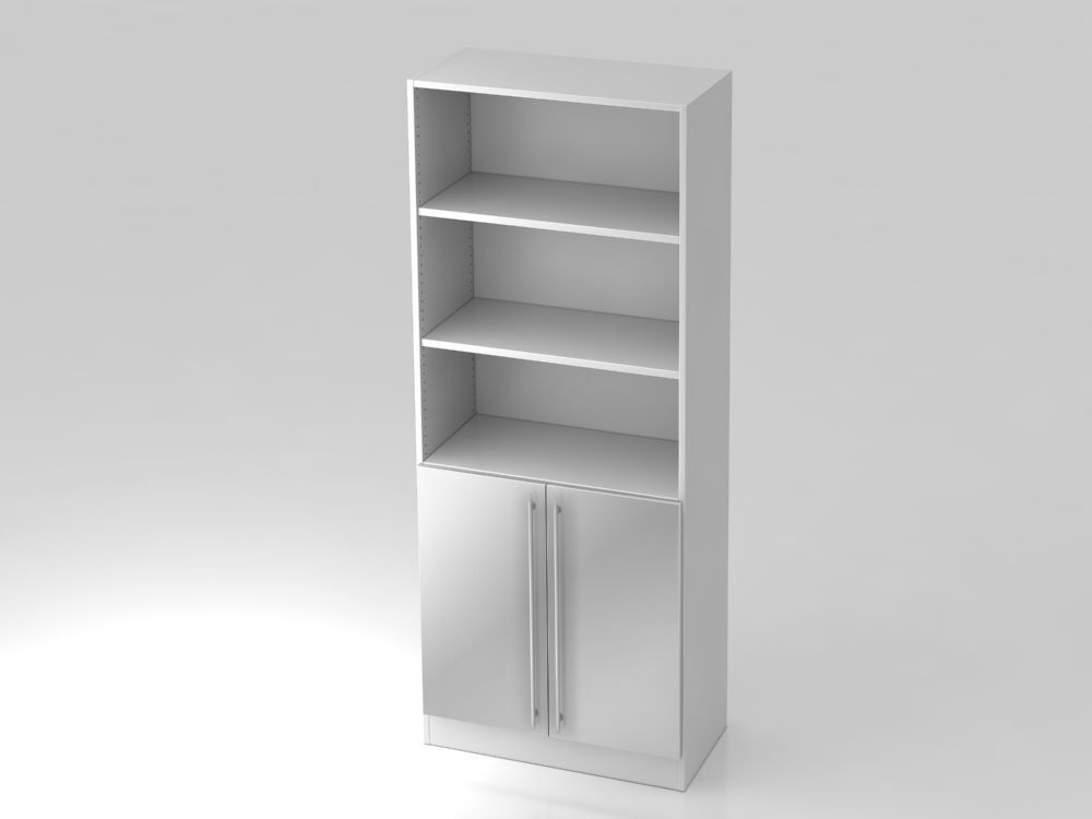 Hammerbacher Regal 5OH 80 x 200,4 cm mit 2 Türen RE Weiß Silber Produktbild Hammerbacher Regal 5OH 80 x 200,4 cm mit 2 Türen RE Weiß Silber