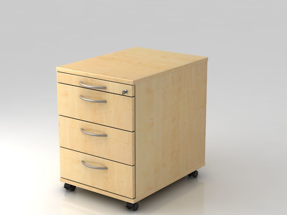 Hammerbacher Bürowagen Ahorn 58 cm 3 Schübe Schloß BM Produktbild Hammerbacher Bürowagen Ahorn 58 cm 3 Schübe Schloß BM