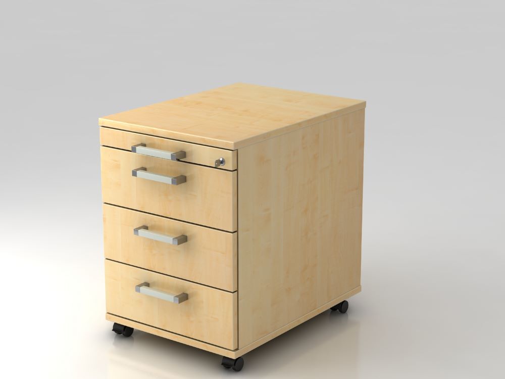 Hammerbacher Bürowagen Ahorn 58 cm 3 Schübe und Schloß CE Produktbild Hammerbacher Bürowagen Ahorn 58 cm 3 Schübe und Schloß CE