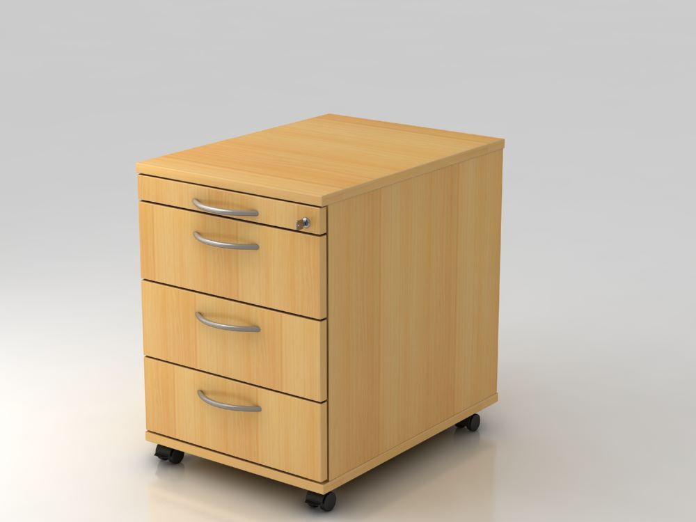 Hammerbacher Bürowagen 58 cm mit 3 Schüben Schloß BM Buche Produktbild Hammerbacher Bürowagen 58 cm mit 3 Schüben Schloß BM Buche