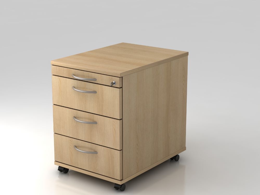 Hammerbacher Bürowagen mit 58 cm 3 Schübe Schloß BM Eiche Produktbild Hammerbacher Bürowagen mit 58 cm 3 Schübe Schloß BM Eiche