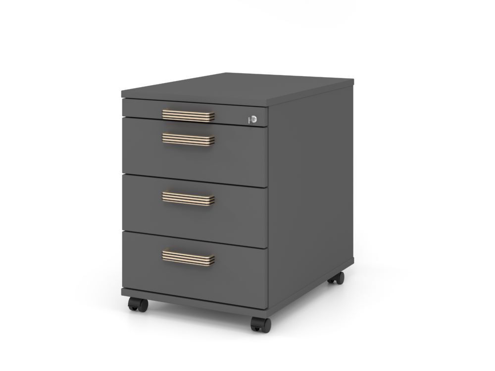 Produktbild Hammerbacher Rollcontainer 58cm 3Schübe mit Schloß SG Graphit