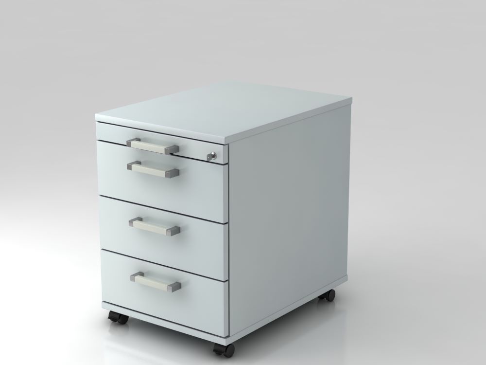 Hammerbacher Bürowagen 58 cm 3 Schübe und Schloß CE Grau Produktbild Hammerbacher Bürowagen 58 cm 3 Schübe und Schloß CE Grau