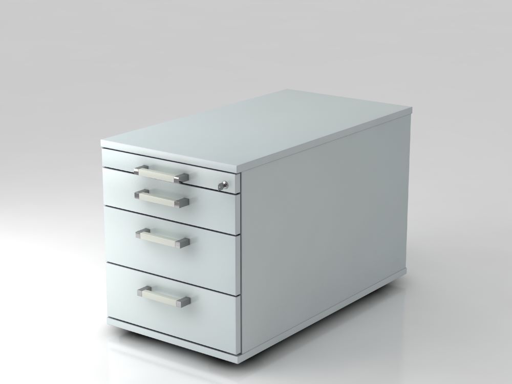 Hammerbacher Bürowagen 80 cm mit 3 Schubladen Schloss CE in Grau Produktbild Hammerbacher Bürowagen 80 cm mit 3 Schubladen Schloss CE in Grau
