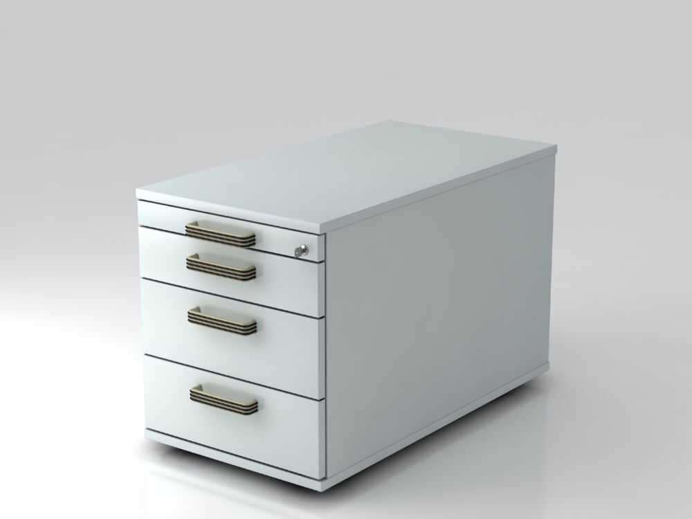 Hammerbacher Bürowagen in grau 80 cm 3 Schubladen Schloss SG Produktbild Hammerbacher Bürowagen in grau 80 cm 3 Schubladen Schloss SG