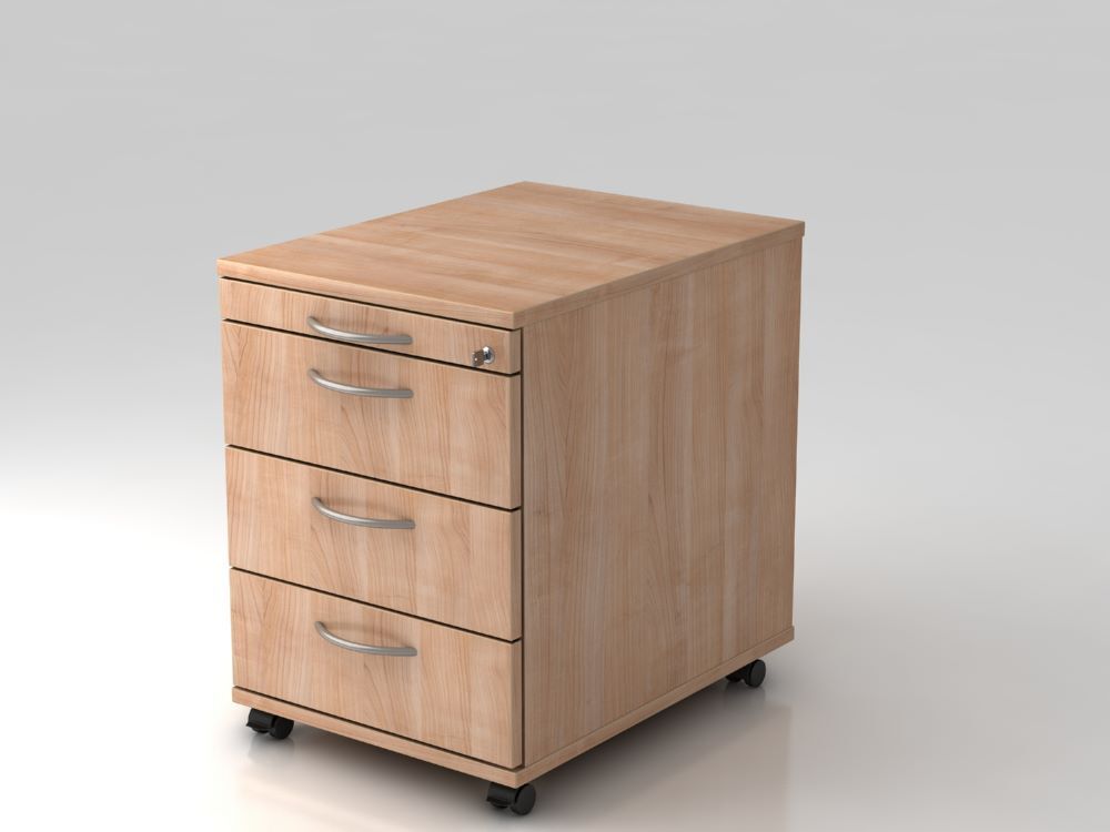 Hammerbacher Bürowagen mit 58 cm 3 Schübe Schloß BM Nussbaum Produktbild Hammerbacher Bürowagen mit 58 cm 3 Schübe Schloß BM Nussbaum