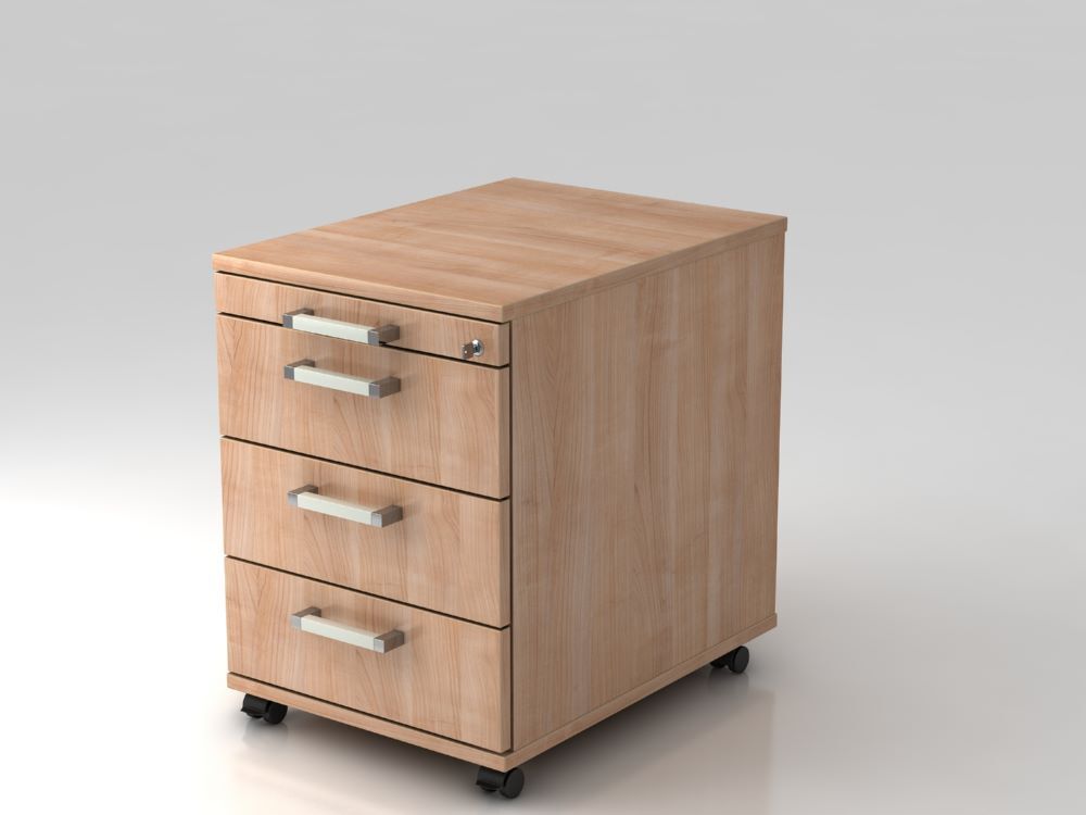 Hammerbacher Bürowagen 58 cm 3 Schübe und Schloß CE Nussbaum Produktbild Hammerbacher Bürowagen 58 cm 3 Schübe und Schloß CE Nussbaum