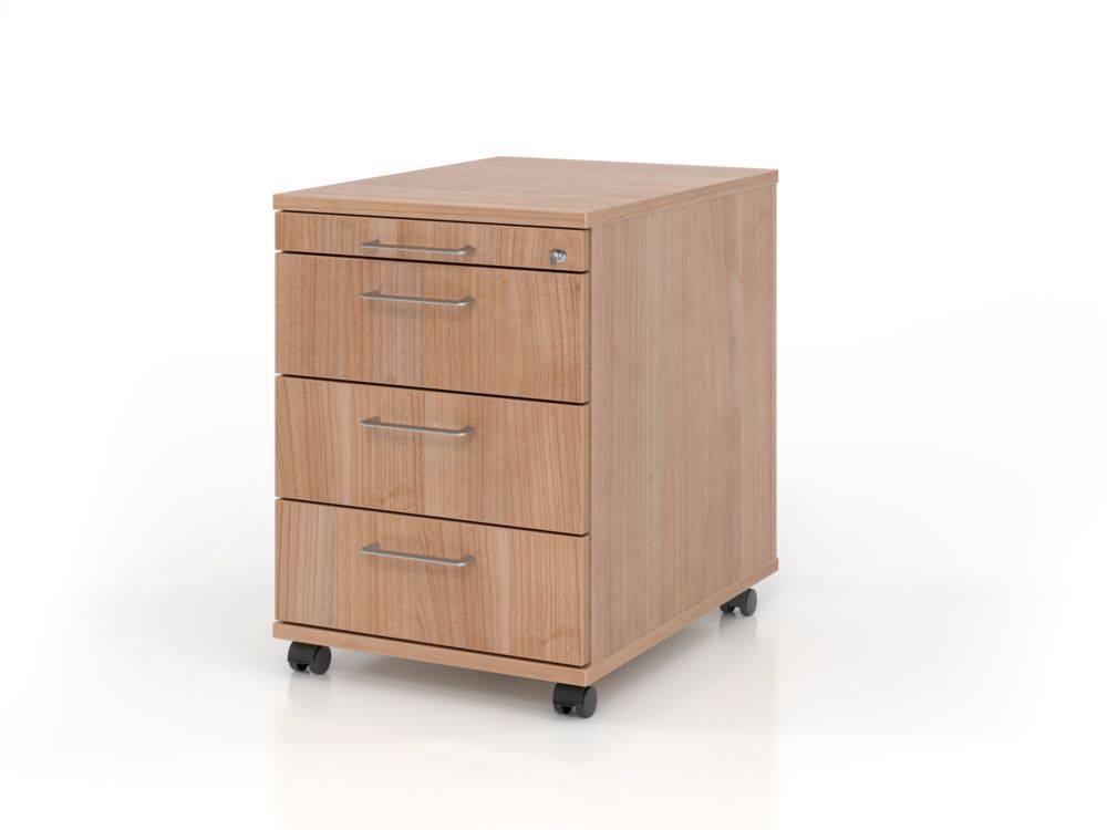 Hammerbacher Bürowagen 58 cm mit 3 Schüben Schloß BS Nussbaum Produktbild Hammerbacher Bürowagen 58 cm mit 3 Schüben Schloß BS Nussbaum