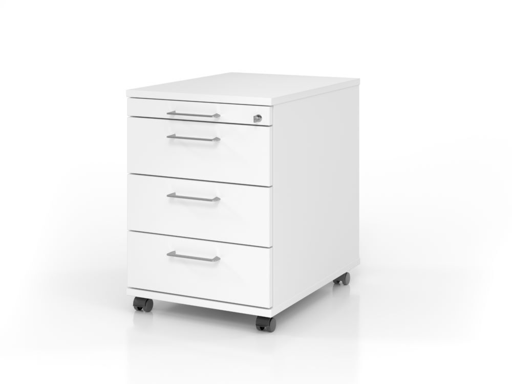 Hammerbacher Bürowagen 58 cm 3 Schübe Schloß BS Farbe Weiß Produktbild Hammerbacher Bürowagen 58 cm 3 Schübe Schloß BS Farbe Weiß