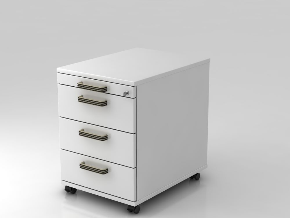 Hammerbacher Bürowagen 58 cm mit 3 Schüben und Schloß SG Weiß Produktbild Hammerbacher Bürowagen 58 cm mit 3 Schüben und Schloß SG Weiß