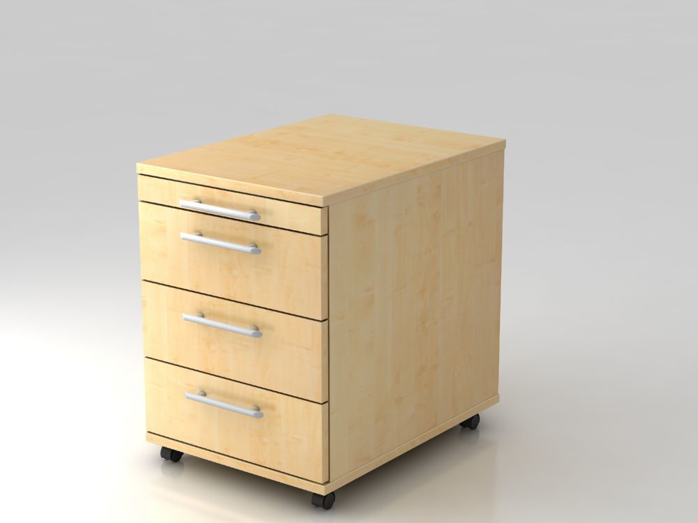 Hammerbacher Rollcontainer Bürowagen 58 cm 3 Schübe RE Ahorn Produktbild Hammerbacher Rollcontainer Bürowagen 58 cm 3 Schübe RE Ahorn