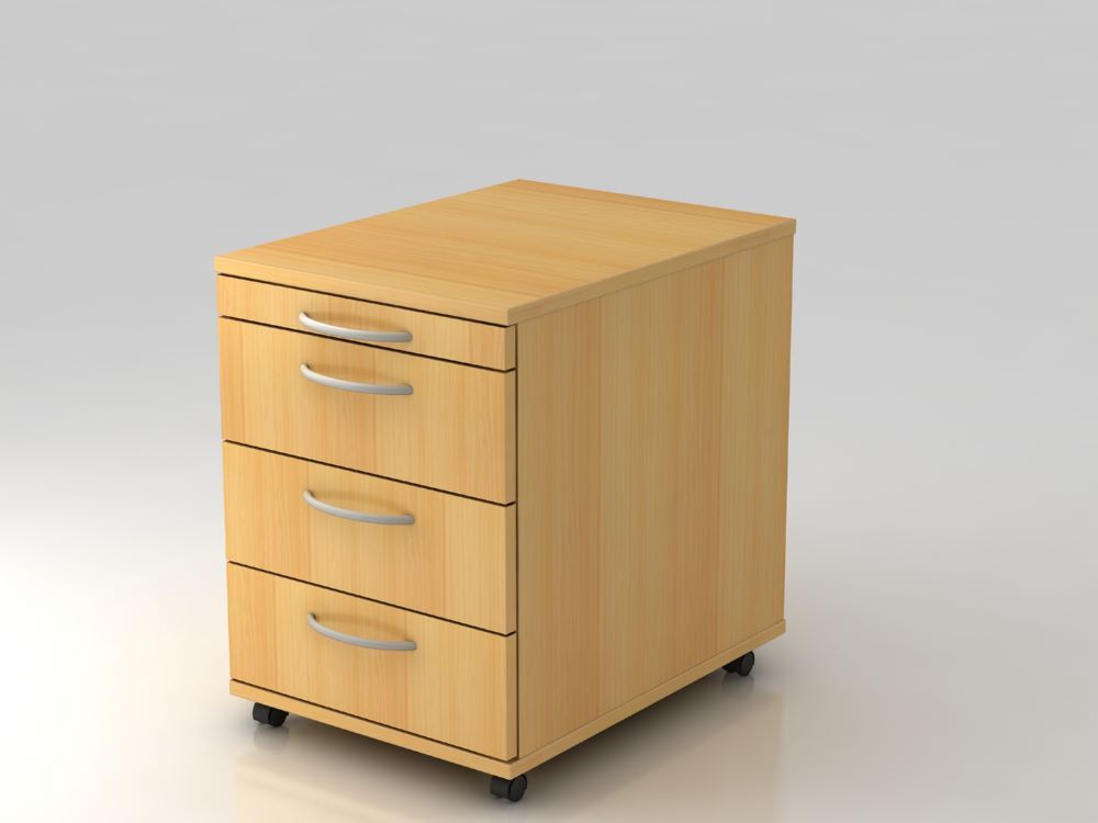 Hammerbacher Rollcontainer Bürowagen 58 cm 3 Schübe BO Buche Produktbild Hammerbacher Rollcontainer Bürowagen 58 cm 3 Schübe BO Buche