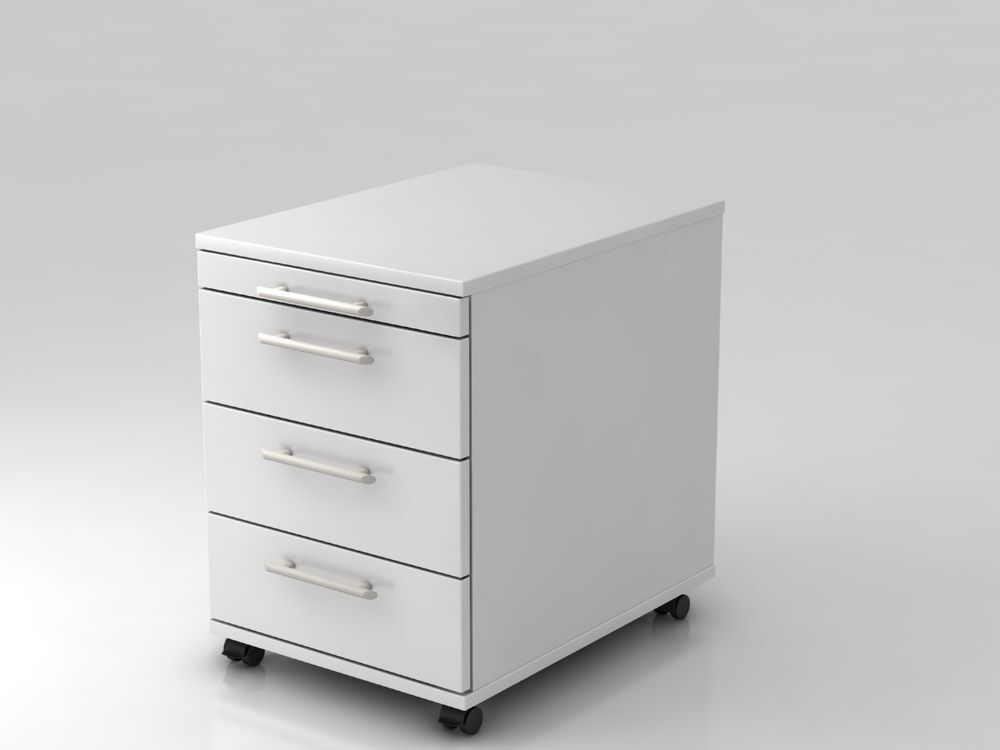 Hammerbacher Rollcontainer Bürowagen 58 cm 3 Schübe RE Weiß Produktbild Hammerbacher Rollcontainer Bürowagen 58 cm 3 Schübe RE Weiß