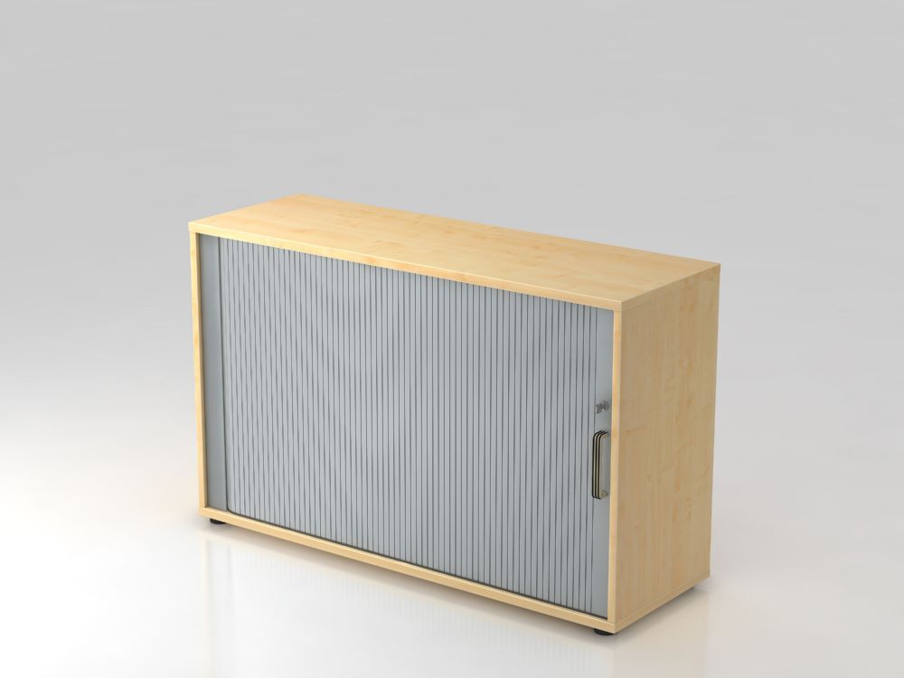 Hammerbacher Rollladenschrank Ahorn Silber 2OH 120 x 74,8 cm SG Produktbild Hammerbacher Rollladenschrank Ahorn Silber 2OH 120 x 74,8 cm SG