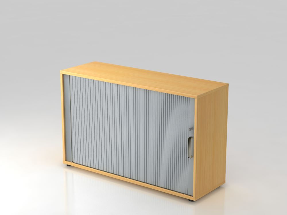 Hammerbacher Rollladenschrank 2OH 120 x 40 x 74,8 cm SG Buche Silber Produktbild Hammerbacher Rollladenschrank 2OH 120 x 40 x 74,8 cm SG Buche Silber