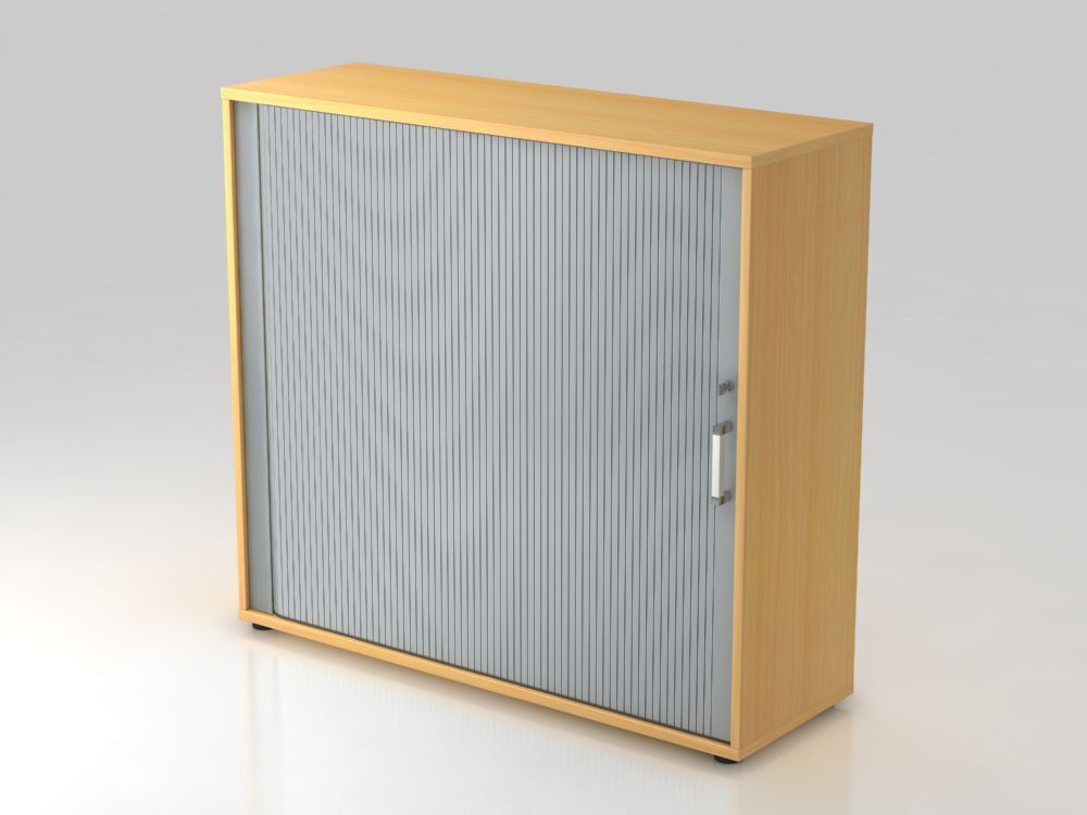 Hammerbacher Rollladenschrank 3OH 120 cm breit CE Buche Silber Produktbild Hammerbacher Rollladenschrank 3OH 120 cm breit CE Buche Silber