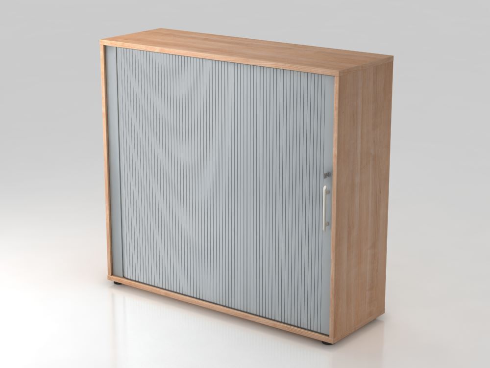 Hammerbacher Rollladenschrank 3OH 120 x 40 x 110 cm RE Nussbaum und Silber Produktbild Hammerbacher Rollladenschrank 3OH 120 x 40 x 110 cm RE Nussbaum und Silber