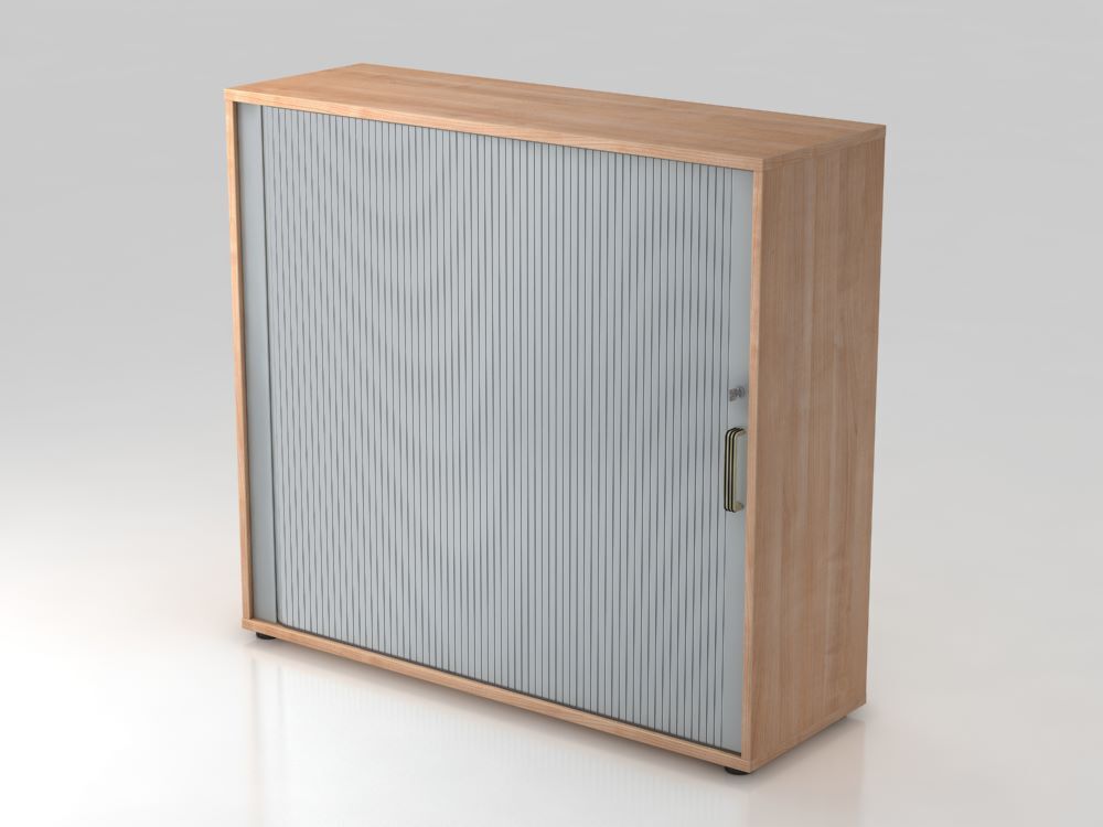Hammerbacher Rollladenschrank 3OH 120 x 110 cm SG Nussbaum Silber Produktbild Hammerbacher Rollladenschrank 3OH 120 x 110 cm SG Nussbaum Silber