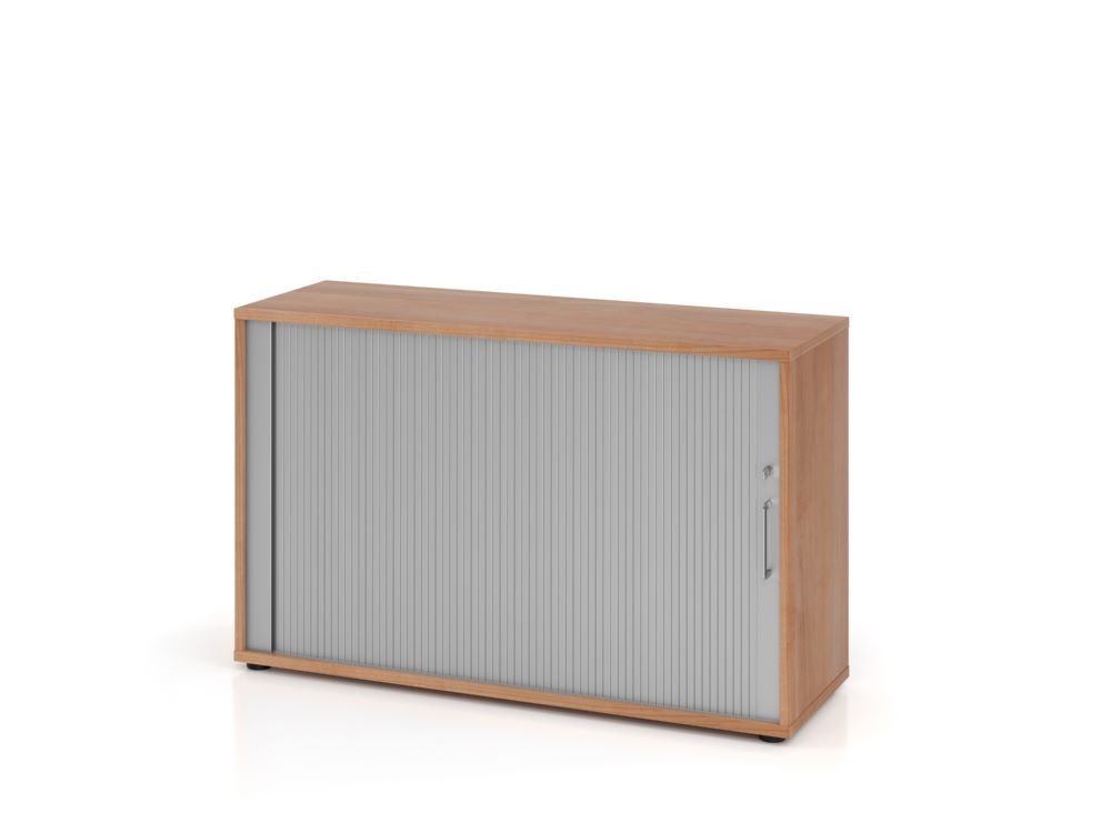 Hammerbacher Rollladenschrank Nussbaum Silber 2OH 120 x 74,8 cm BS Produktbild Hammerbacher Rollladenschrank Nussbaum Silber 2OH 120 x 74,8 cm BS