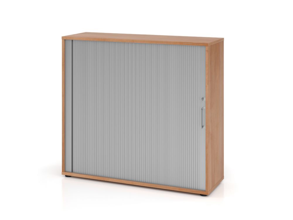 Hammerbacher Rollladenschrank 3OH 120 cm abschließbar BS Nussbaum Silber Produktbild Hammerbacher Rollladenschrank 3OH 120 cm abschließbar BS Nussbaum Silber
