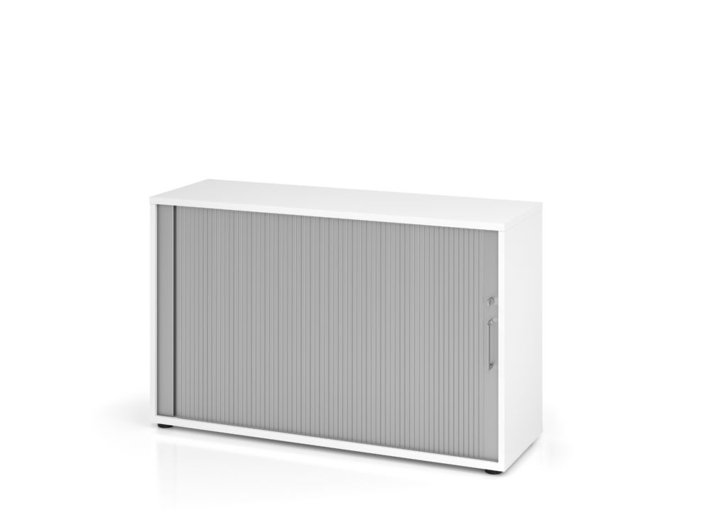 Hammerbacher Rollladenschrank 2OH 120 x 74,8 cm BS Weiß und Silber Produktbild Hammerbacher Rollladenschrank 2OH 120 x 74,8 cm BS Weiß und Silber