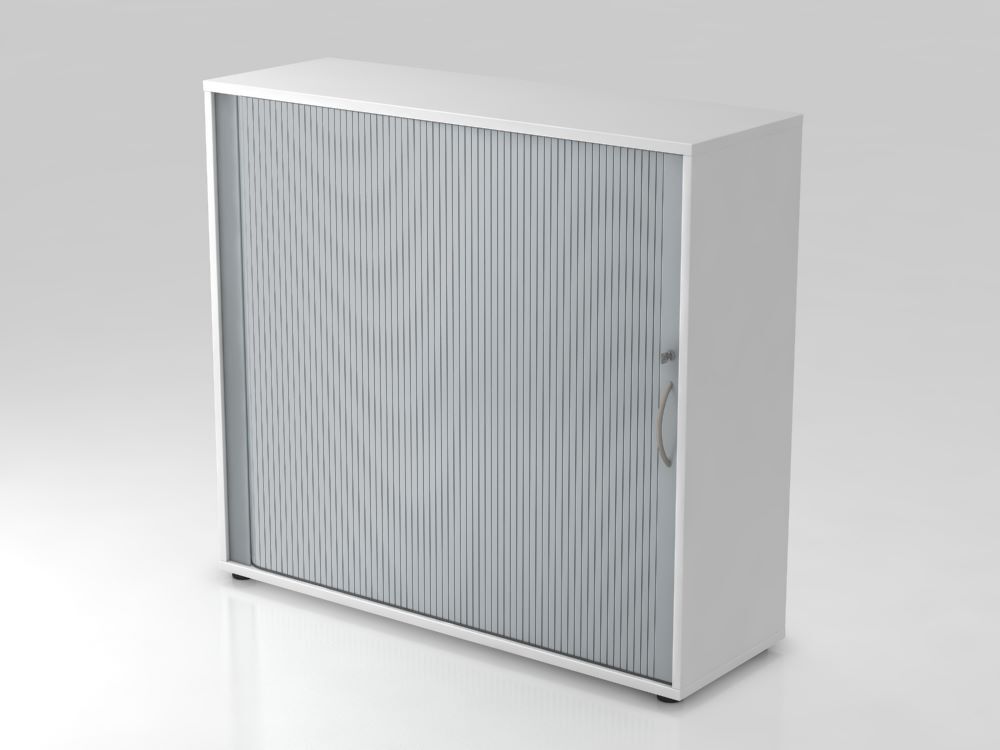 Hammerbacher Rollladenschrank abschließbar 3OH 120 cm BM Weiß Silber Produktbild Hammerbacher Rollladenschrank abschließbar 3OH 120 cm BM Weiß Silber