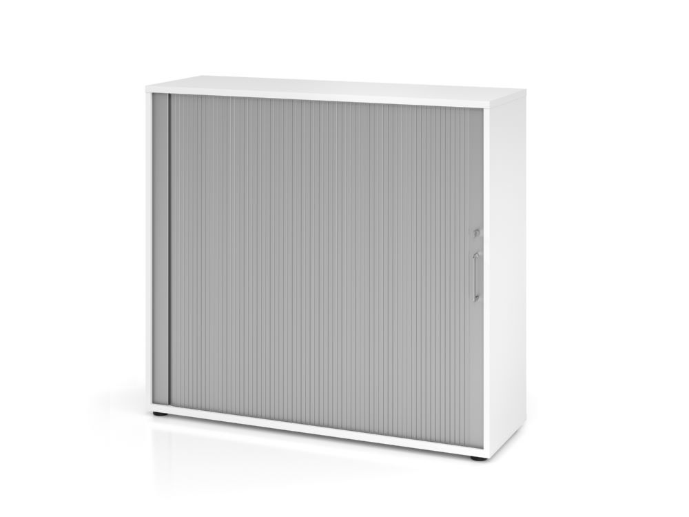 Hammerbacher Rollladenschrank 3OH 120 x 40 x 110 cm BS Weiß Silber Produktbild Hammerbacher Rollladenschrank 3OH 120 x 40 x 110 cm BS Weiß Silber