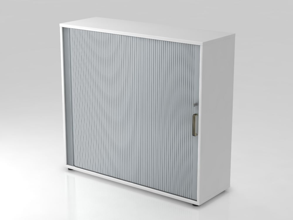 Hammerbacher Rollladenschrank 3OH 120 x 40 x 110 cm SG Weiß Silber Produktbild Hammerbacher Rollladenschrank 3OH 120 x 40 x 110 cm SG Weiß Silber