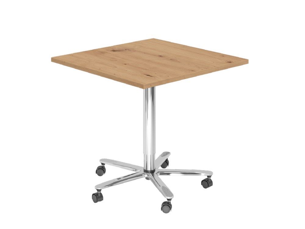 Hammerbacher Säulenhubtisch 80 x 80cm Asteiche Chrom Produktbild Hammerbacher Säulenhubtisch 80 x 80cm Asteiche Chrom
