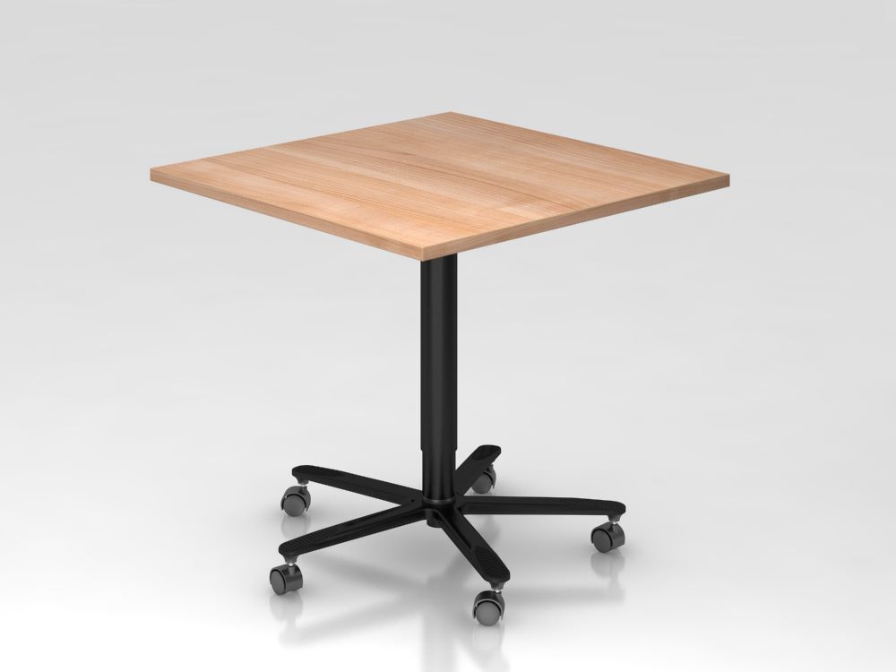 Hammerbacher Säulenhubtisch mit 80 x 80 cm in Nussbaum Schwarz Produktbild Hammerbacher Säulenhubtisch mit 80 x 80 cm in Nussbaum Schwarz