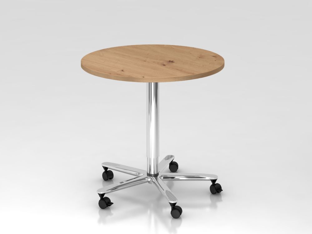 Produktbild Hammerbacher Säulenhubtisch 80cm rund Asteiche/Chrom