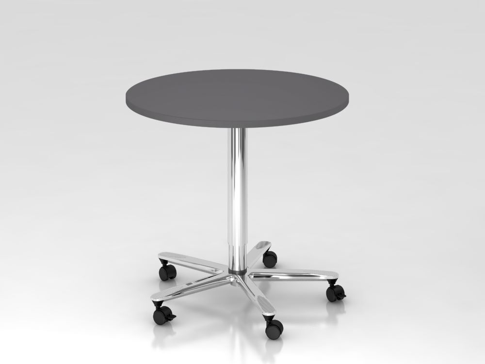 Produktbild Hammerbacher Säulenhubtisch 80cm rund Graphit/Chrom