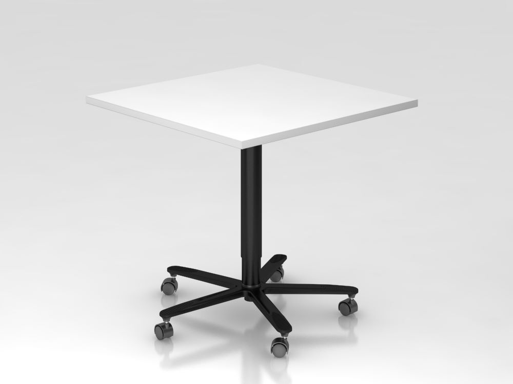 Hammerbacher Säulenhubtisch Maße 80 x 80 cm Weiß Schwarz Produktbild Hammerbacher Säulenhubtisch Maße 80 x 80 cm Weiß Schwarz
