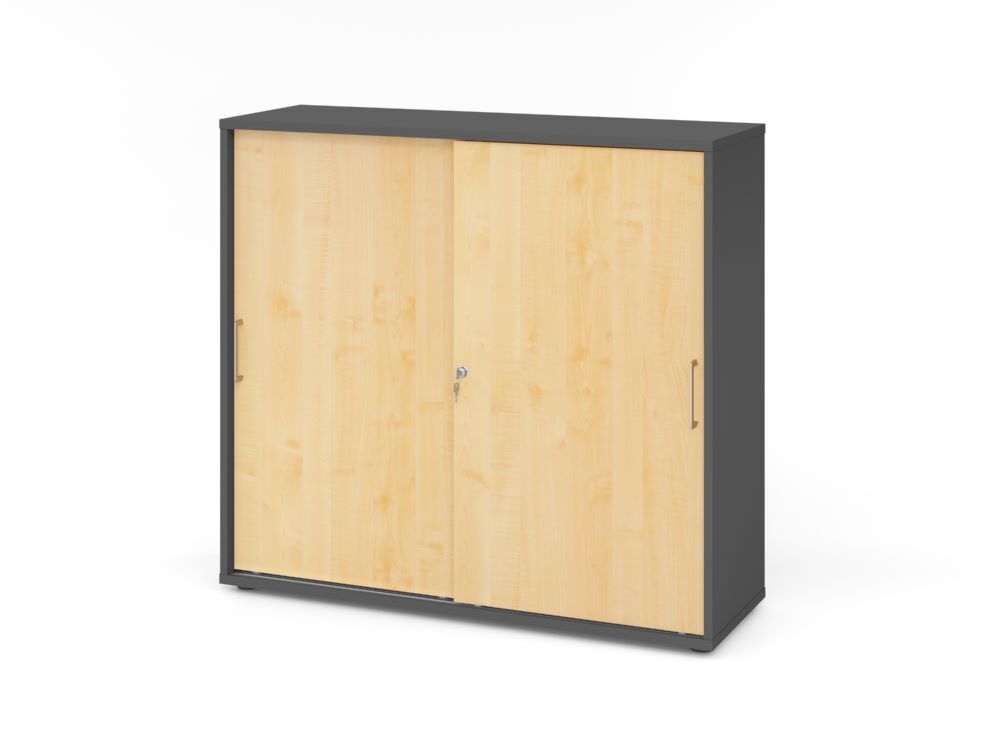 Produktbild Hammerbacher Schiebetürenschrank 3 OH BS Graphit/Ahorn