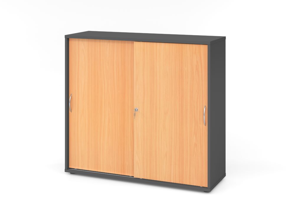 Produktbild Hammerbacher Schiebetürenschrank 3 OH BM Graphit/Buche