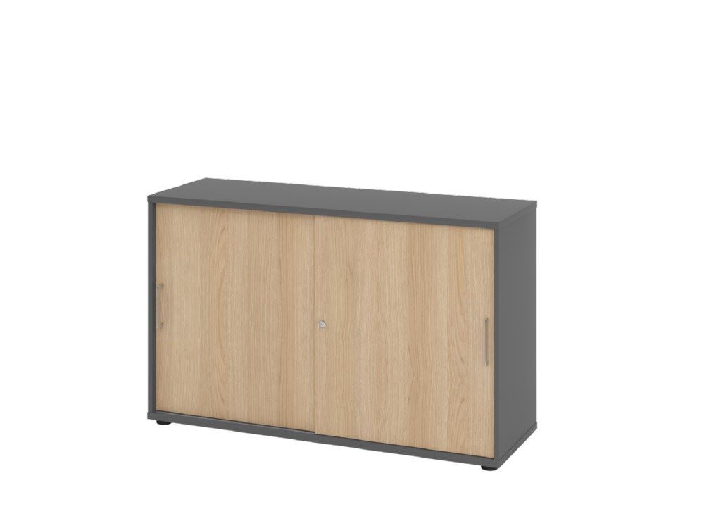 Hammerbacher Schiebetürschrank 2OH 120 x 40 x 74,8 cm BS Graphit Eiche Produktbild Hammerbacher Schiebetürschrank 2OH 120 x 40 x 74,8 cm BS Graphit Eiche